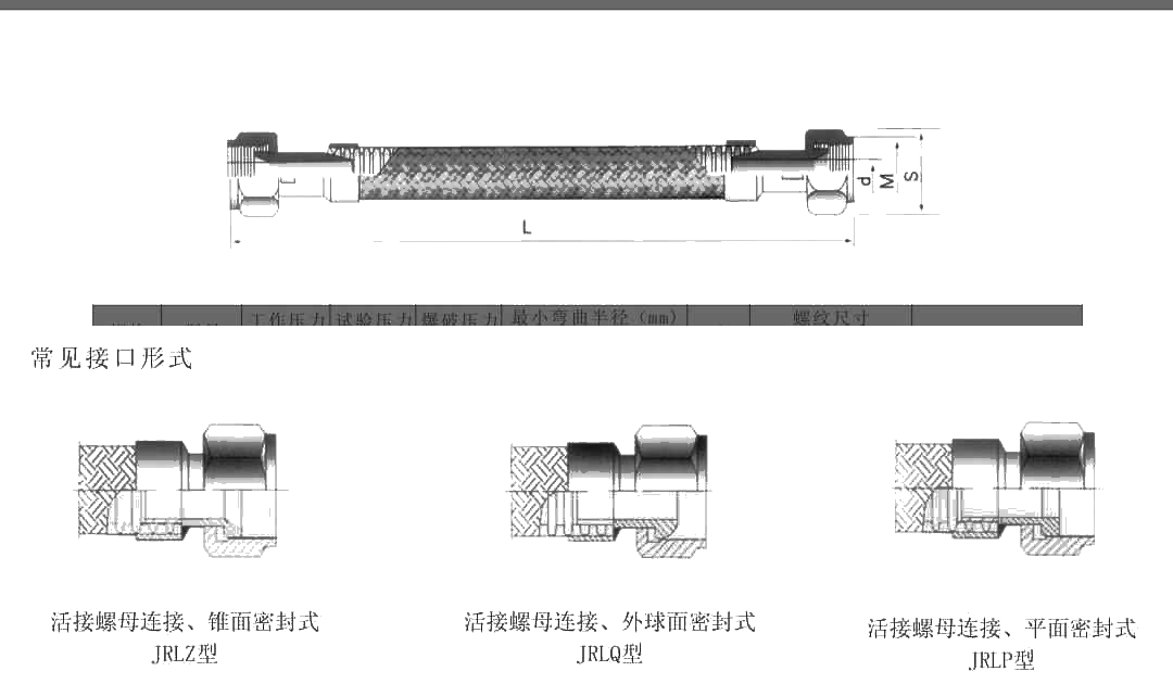 金属软管 外形尺寸图纸